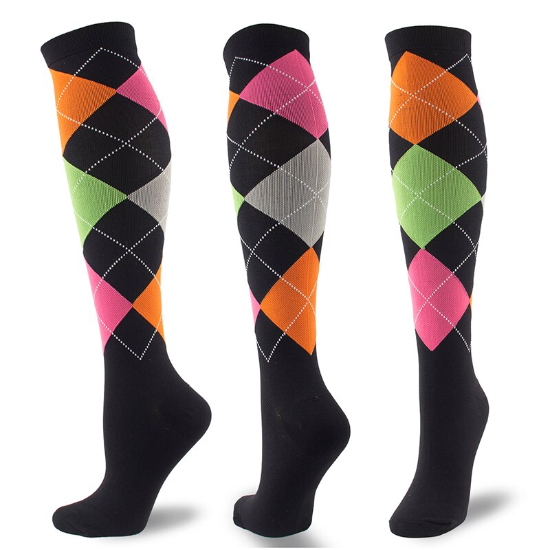 2020 New Woman/Men Compression Stockings Geometric Square Shaped Elastic Compression Under the Knee Socks Outdoor Sports Sock