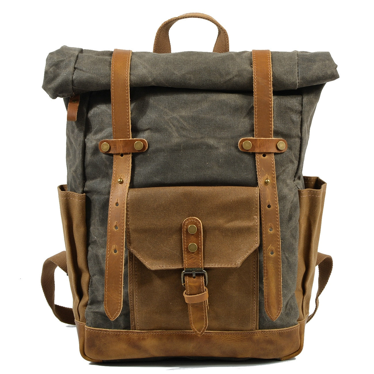 MUCHUAN Luxury Vintage Canvas Backpacks for Men Oil Wax Canvas Leather Travel Backpack Large Waterproof Daypacks Retro Bagpack