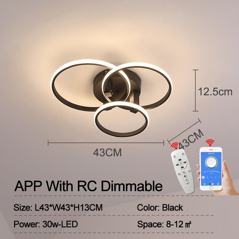 NEO Gleam Modern led ceiling lights lamp New RC Dimmable APP Circle rings designer for living room bedroom ceiling lamp fixtures