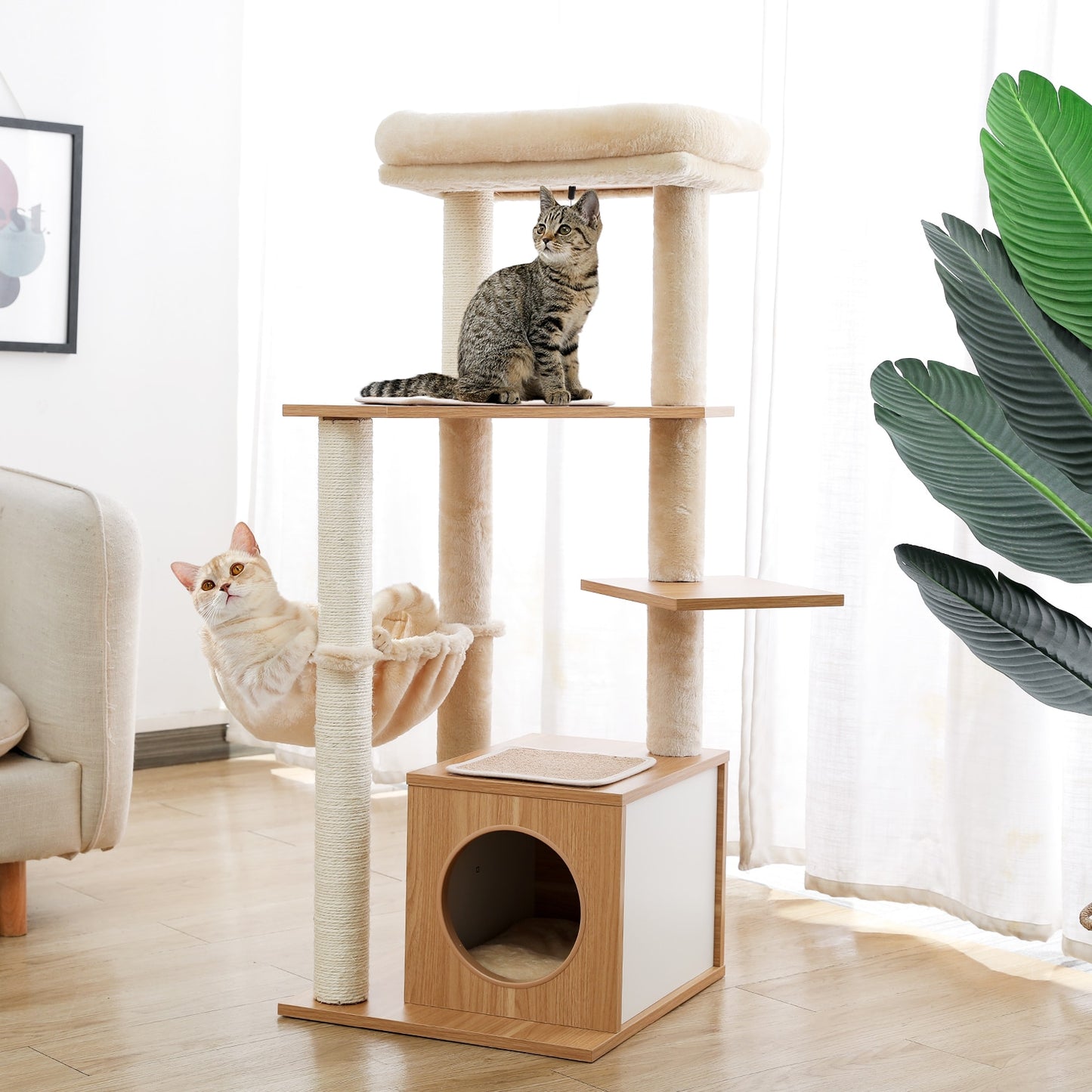 Cat Tree Furniture Tower Climb Activity Tree Scratcher Play House Kitty Tower Furniture Pet Play House