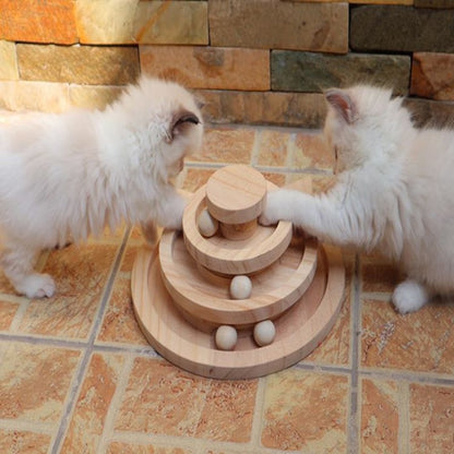 2/3 layers Cat Turntable Wooden Pet Cat Toys Cat Interactive Game Toys Pet Smart Track With Balls Funny Kitten Toys Pet Supplies