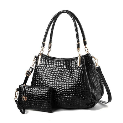 2Pcs Women luxury Handbag Zip Shoulder Bags For Women 2023 Soft Crocodile Pattern Leather Portable Shopping Totes bolso mujer