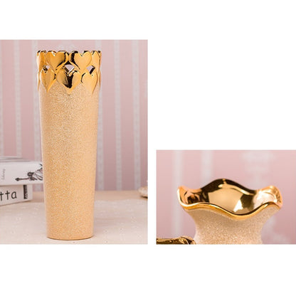 Luxury Europe Gold-plated Ceramic Vase Home Decor Creative Design Porcelain Decorative Flower Vase For Wedding Decoration