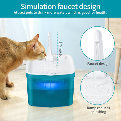 Automatic Cat Water Fountain With Infrared Motion Sensor LED Light Power Adapter Pet Feeder Bowl Drinking Dispenser Container