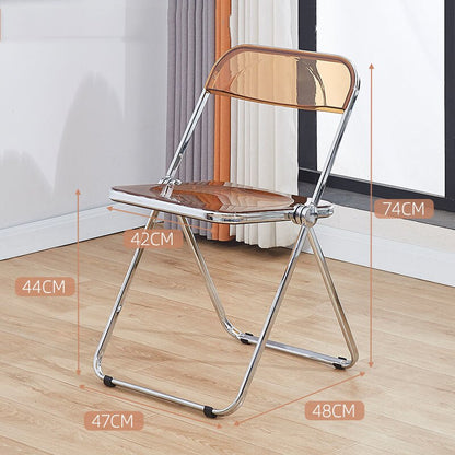 Transparent Folding Chair, Fashion Crystal Dining Chair, Light Luxury Stool with Backrest, Live Photo Chair and Makeup Chair, Wh