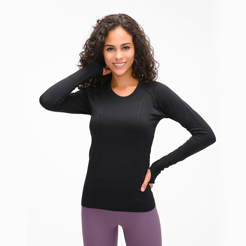 Nepoagym OCEAN Women Yoga Seamless Top Super Soft Long Sleeve Shirt Stretchy Workout Tops Sports Wear for Women Gym