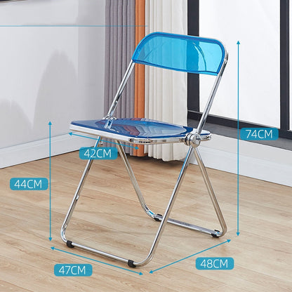 Transparent Folding Chair, Fashion Crystal Dining Chair, Light Luxury Stool with Backrest, Live Photo Chair and Makeup Chair, Wh