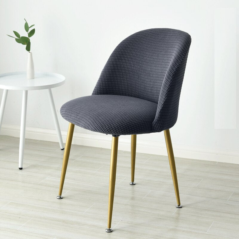 Low Back Accent Short Back Curved Backrest Small Chair Cover Big Elastic Stretch Cushion Seat Soft Fabric Seat Cover Solid Color