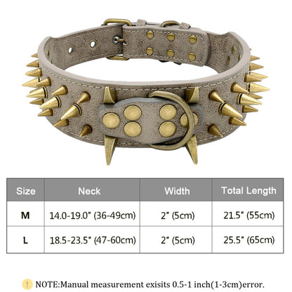 2&quot; Width Spiked Studded Dog Collar for Medium Large Dogs Pitbull German Shepherd PU Leather Pet Collars Cool &amp; Fashion