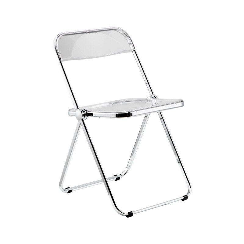 Transparent Folding Chair, Fashion Crystal Dining Chair, Light Luxury Stool with Backrest, Live Photo Chair and Makeup Chair, Wh