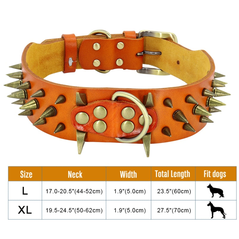 2&quot; Width Spiked Studded Dog Collar for Medium Large Dogs Pitbull German Shepherd PU Leather Pet Collars Cool &amp; Fashion