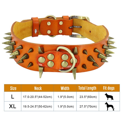 2&quot; Width Spiked Studded Dog Collar for Medium Large Dogs Pitbull German Shepherd PU Leather Pet Collars Cool &amp; Fashion