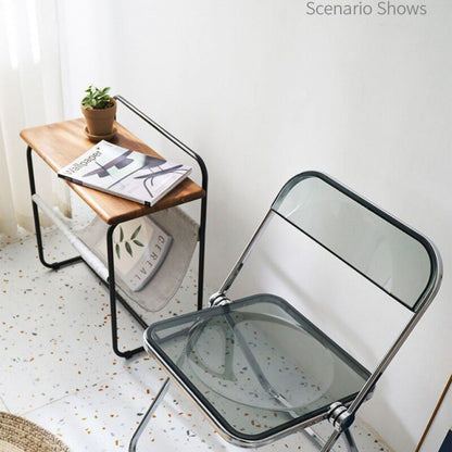 Transparent Folding Chair, Fashion Crystal Dining Chair, Light Luxury Stool with Backrest, Live Photo Chair and Makeup Chair, Wh