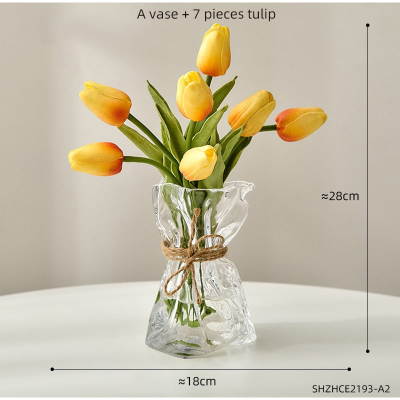 Transparent Glass Flower Vase Home Decoration Accessories Luxury Art Hydroponic Floral Bottle Room Desktop Decor ваза для цветов