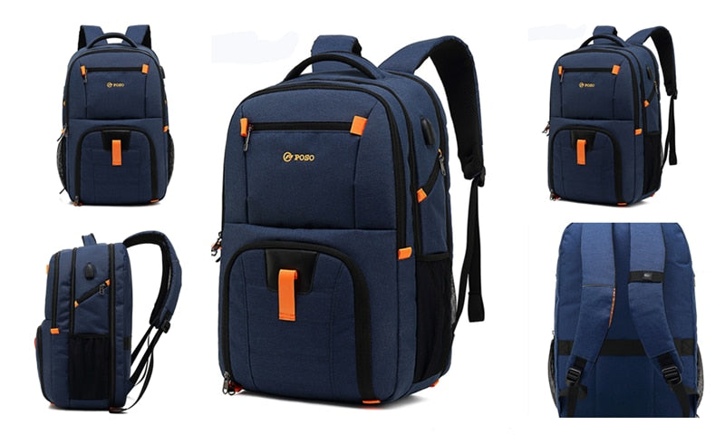 POSO Backpack 17.3inch Laptop Backpack Fashion Travel Business Backpack Nylon Waterproof Backpack Anti-theft Student Backpacks