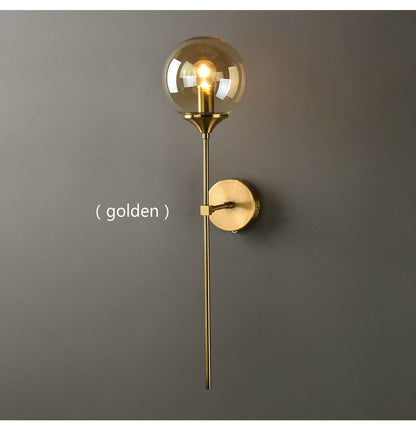 Modern Glass Wall Lamp Creative Golden Sconces Round Nordic Lighting Fixture Home Bedside Living Room Kitchen Decoration Lights