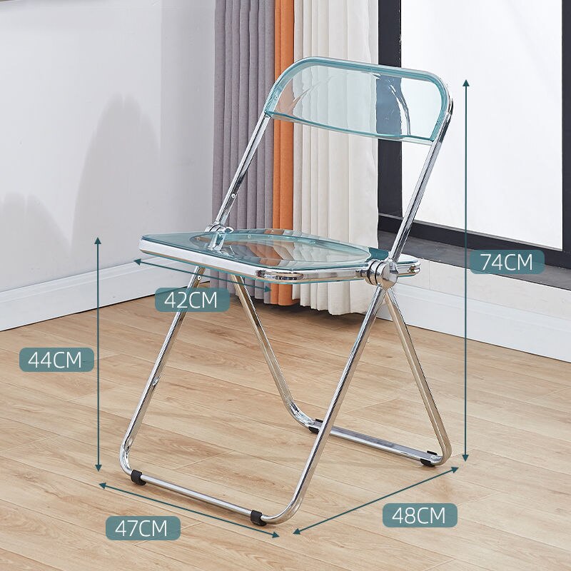 Transparent Folding Chair, Fashion Crystal Dining Chair, Light Luxury Stool with Backrest, Live Photo Chair and Makeup Chair, Wh