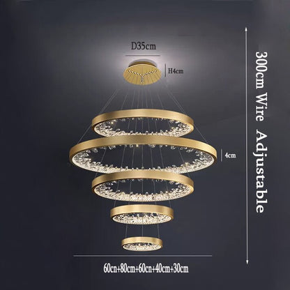 Modern Luxury K9 Ring Crystal Led Dimmable Chandelier Circle Hanging Lamp Living Dining Room Bedroom Lustre Led Lighting Fixture