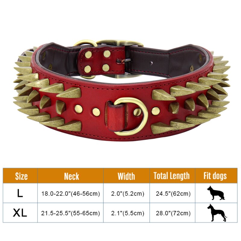 2&quot; Width Spiked Studded Dog Collar for Medium Large Dogs Pitbull German Shepherd PU Leather Pet Collars Cool &amp; Fashion