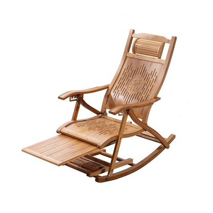 Folding Bamboo Rocking Chair with Cushion Lounge Chair Living Room Furniture Accent Chair Armchair Chair Office Recliner Leisure