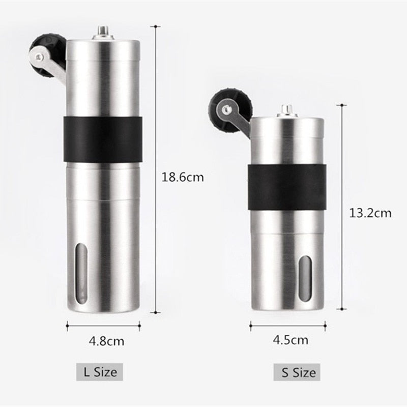 2 Size Manual Ceramic Coffee Grinder Stainless Steel Adjustable Coffee Bean Mill With Rubber Loop Ring Easy Clean Kitchen Tools