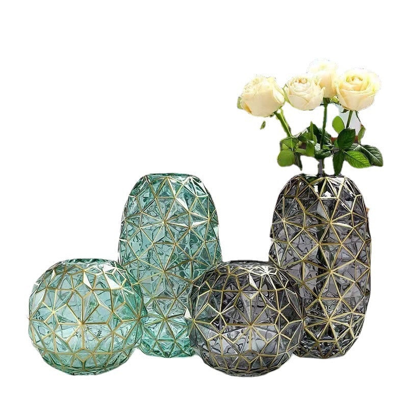 Light Luxury Nordic Glass Vase Living Room Decoration Flowers Arrangement Creative Flower Vase Home Decoration Accessories