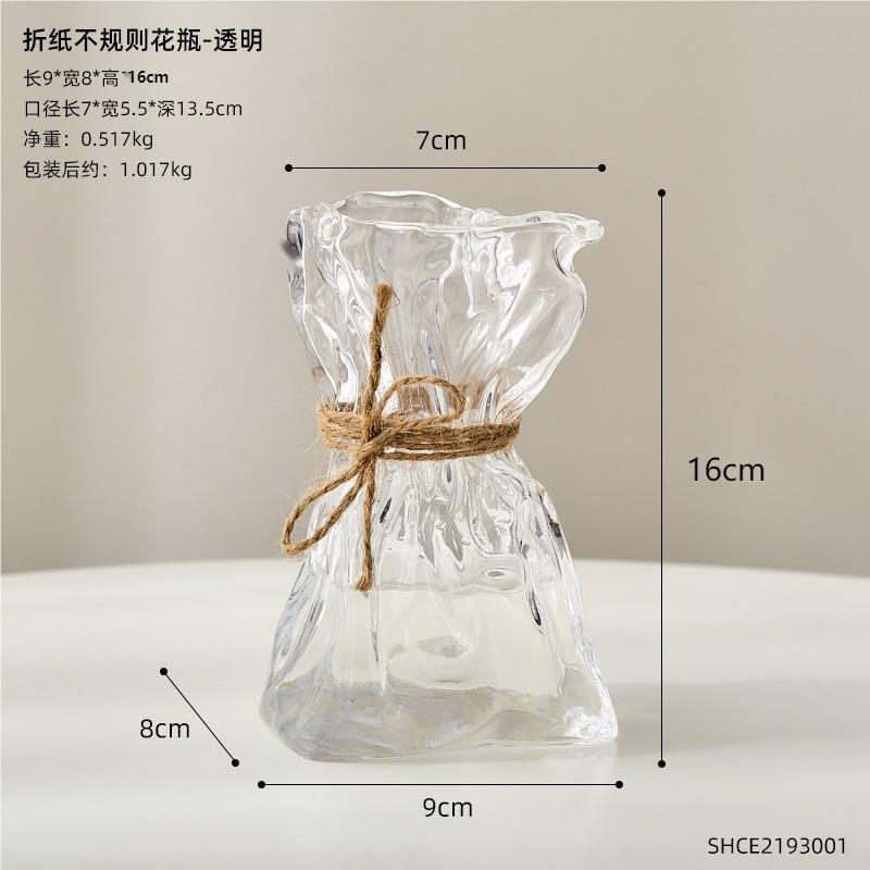 Transparente Glas Blume Vase Hause Dekoration Zubehör Luxus Kunst Hydrokultur Floral Flasche Zimmer Desktop Decor ваза для цветов