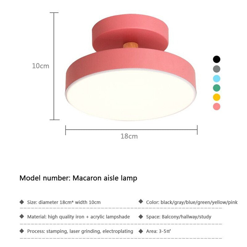 Aisle Wood Ceiling Lamp For Balcony Porch Bedroom Living Room Children's Room Home Decoration Macaroon LED Modern Ceiling Light