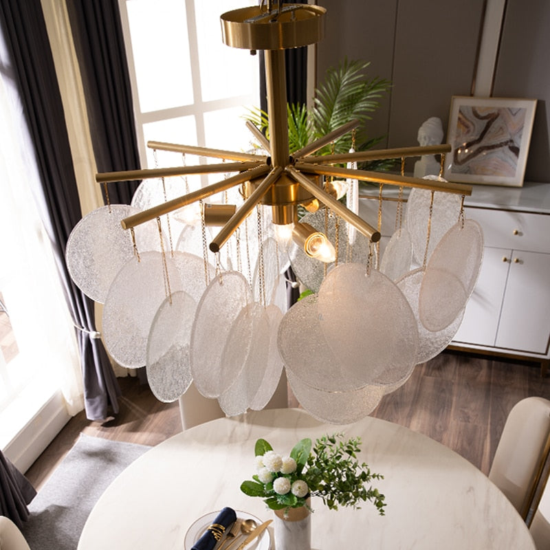 Nordic LED Chandelier Diamond Glasses Lustre Frosted Glass Hanging Lamps Luxury Living Bedroom Pendant Lighting Fixtures