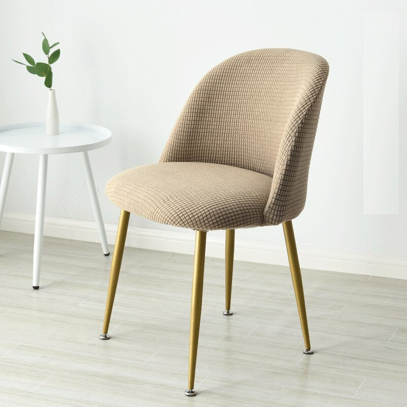 Low Back Accent Short Back Curved Backrest Small Chair Cover Big Elastic Stretch Cushion Seat Soft Fabric Seat Cover Solid Color