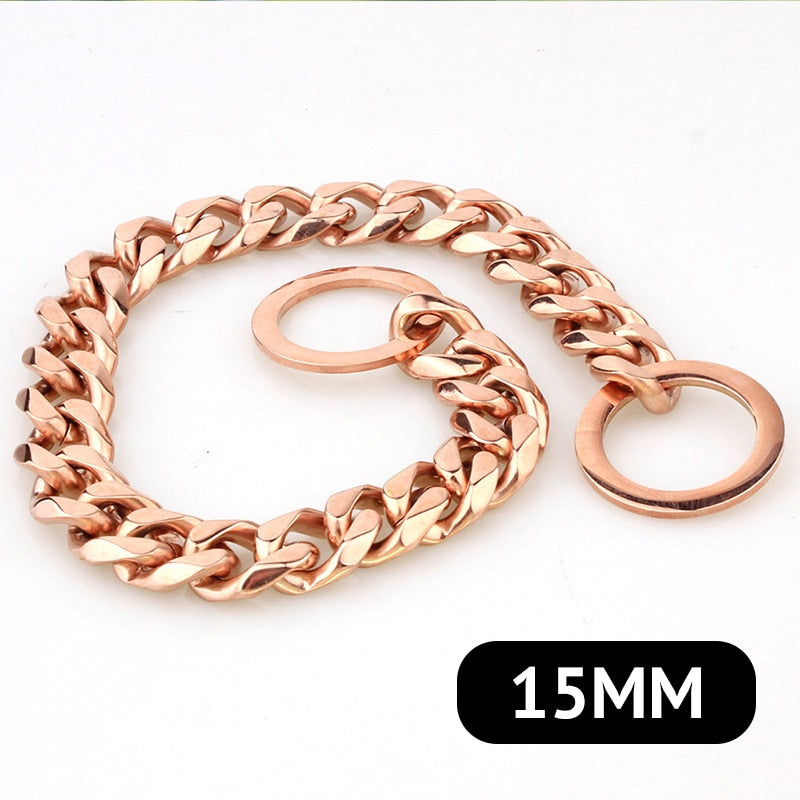 15mm Solid Dog Chain Stainless Steel Necklace Dogs Collar Training Metal Strong P Chain Choker Pet Collars for Pitbulls