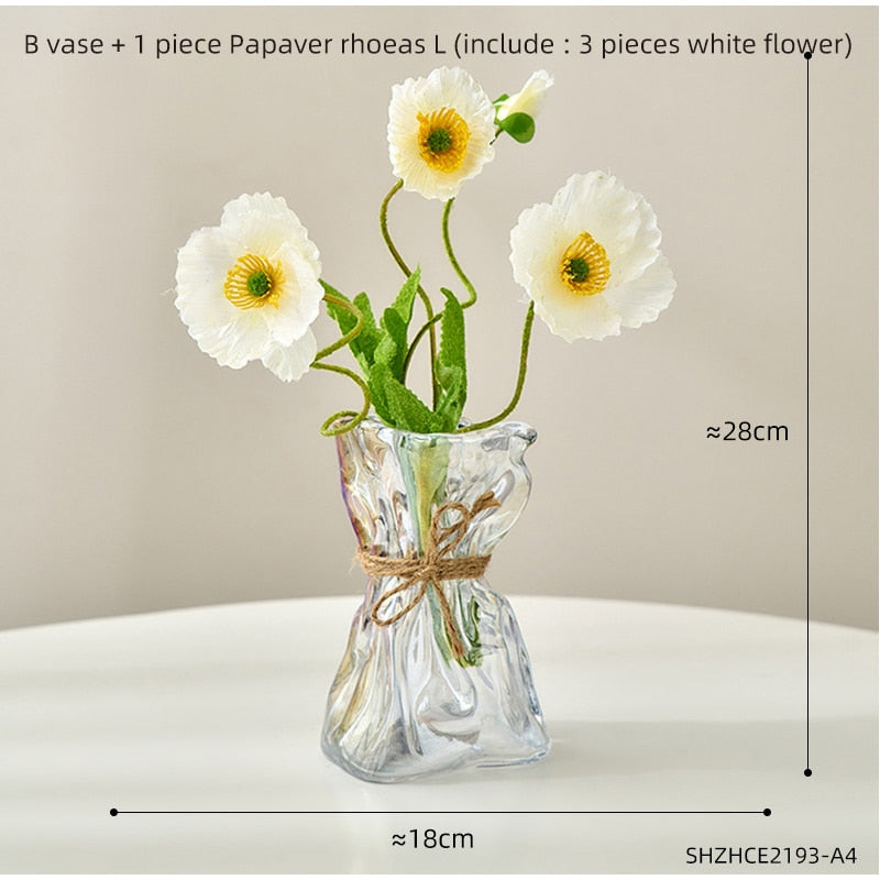 Transparent Glass Flower Vase Home Decoration Accessories Luxury Art Hydroponic Floral Bottle Room Desktop Decor ваза для цветов