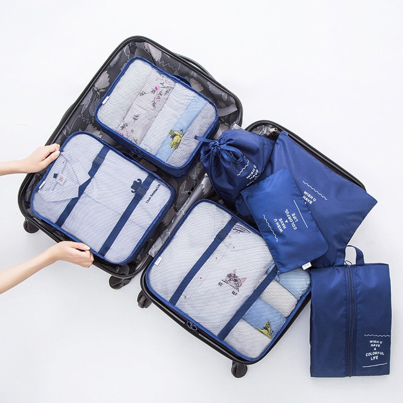 New Travel Set 7pcs/set Travel Bag Organizer Luggage Suitcase Packing Cube 2023 Shoe Clothe Storage Bags For Traveling Pouch Kit