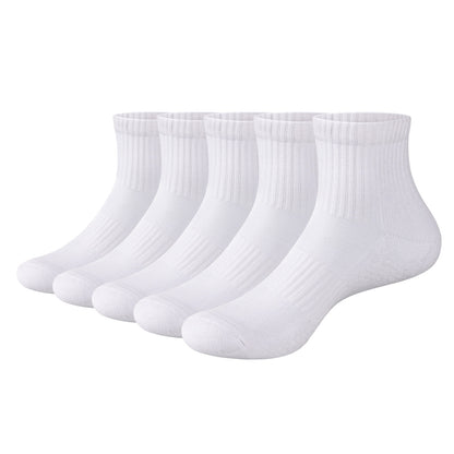 YUEDGE Men Moisture Wicking Fitness Training Athletic Socks Combed Cotton Cushioned Mid Calf Crew Socks for Men Size 37-46,5Pair