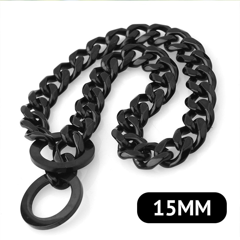 15mm Solid Dog Chain Stainless Steel Necklace Dogs Collar Training Metal Strong P Chain Choker Pet Collars for Pitbulls