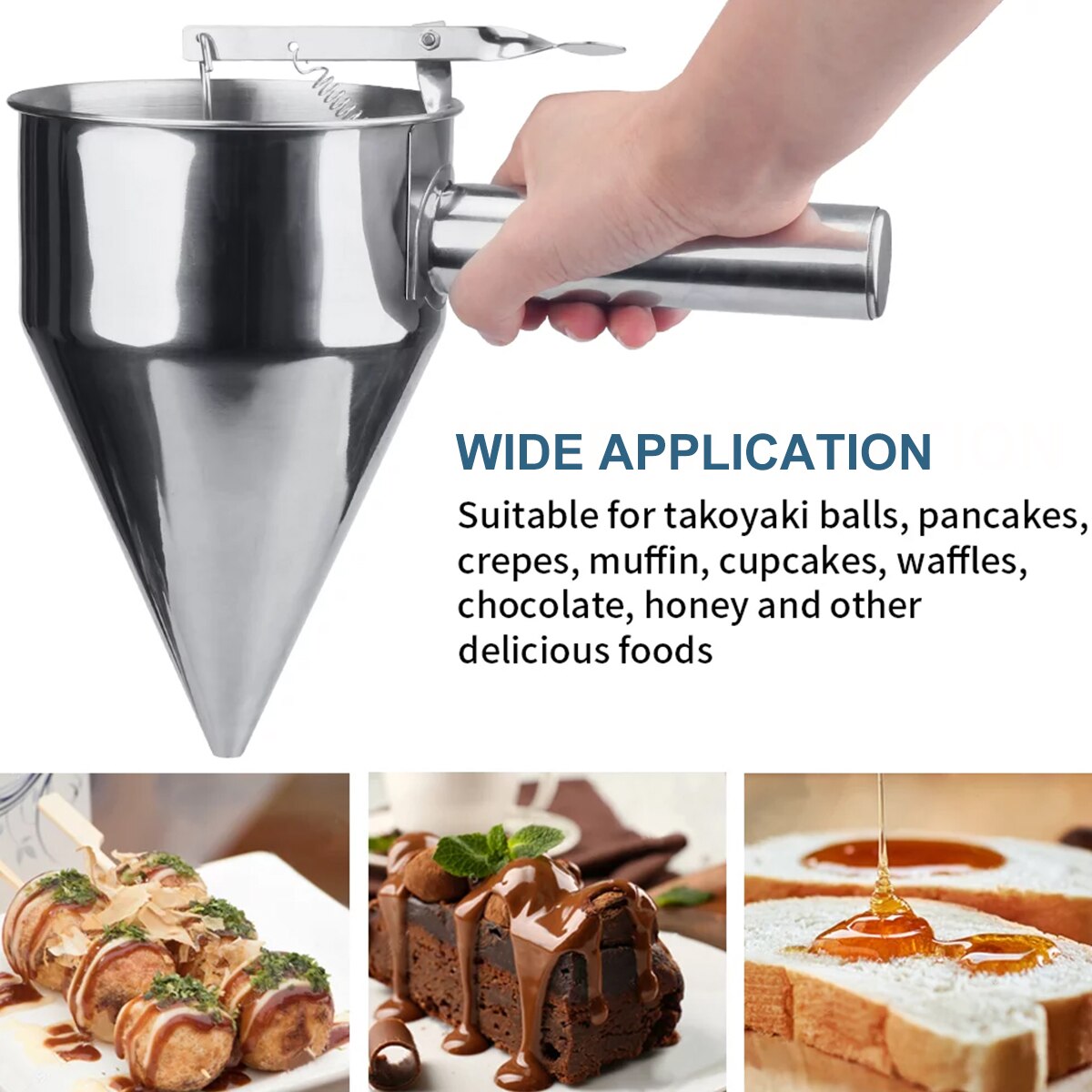 Pancake Batter Dispenser Multi-Caliber Stainless Steel Funnel Dispenser with Stand Cupcakes Baking Maker Tools Kitchen Gadgets