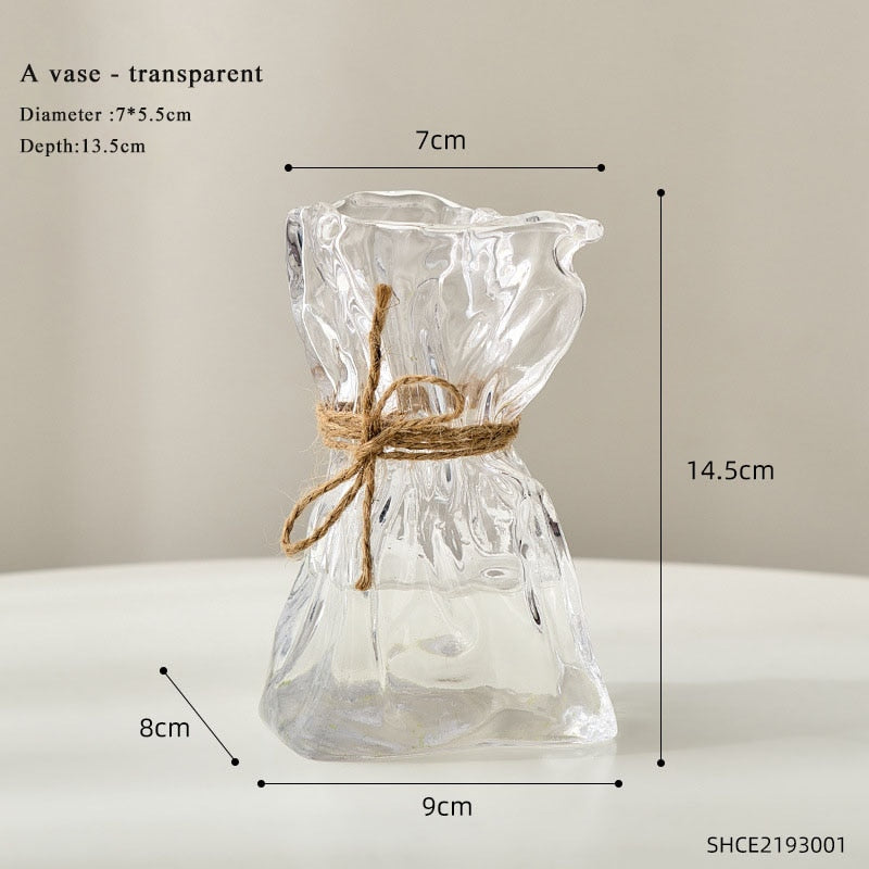 Transparent Glass Flower Vase Home Decoration Accessories Luxury Art Hydroponic Floral Bottle Room Desktop Decor ваза для цветов