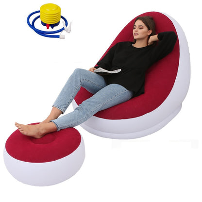 Inflatable Leisure Bean Bag Sofa Lazy Couch Bag Chair Outdoor Folding Lounger Bed Puff Up Seat Pouf Bag Tatami with Footstool