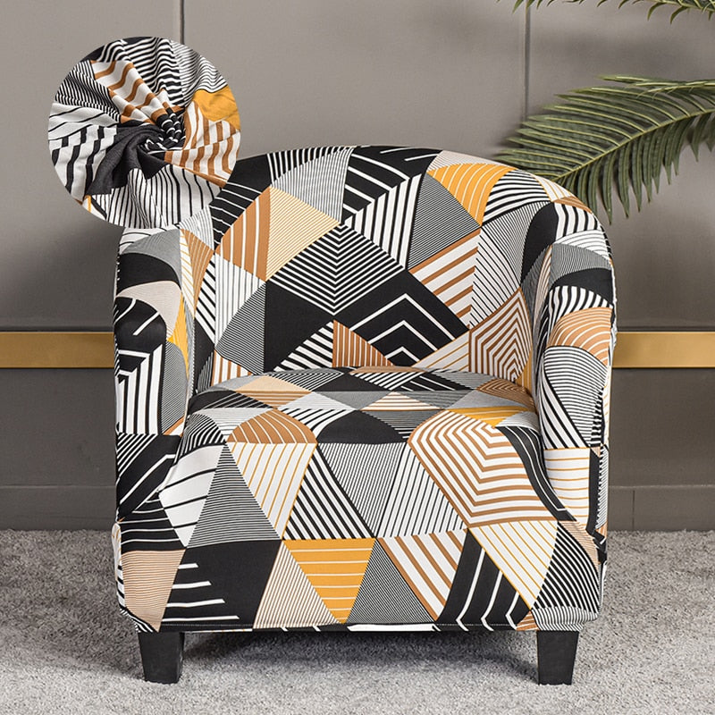 LEVIVEl Club Chair Slipcover Stretch Armchair Printed Tub Chair Cover Sofa Cover Spandex Couch Cover For Bar Counter Living Room