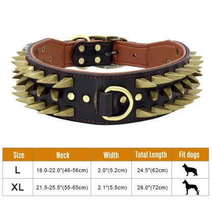 2&quot; Width Spiked Studded Dog Collar for Medium Large Dogs Pitbull German Shepherd PU Leather Pet Collars Cool &amp; Fashion