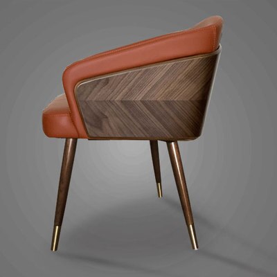 Nordic style solid wood metal leg armchair modern luxury fabric (leather) Bar Cafe family dining chair