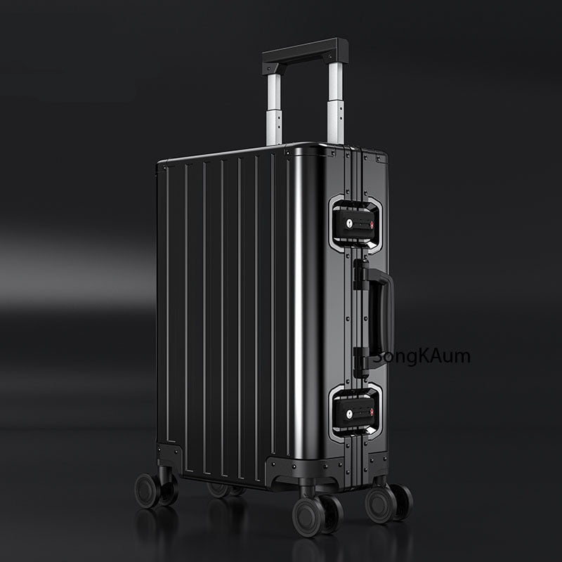 LeTrend Luxurious Rolling Luggage 100% Aluminium Trolley Solid Travel Bag 20/24 Inch Women Boarding Carry On Suitcases Trunk