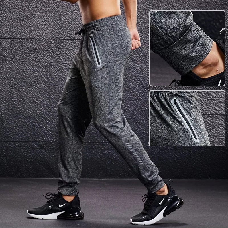 Men&#39;s Running Pants  Quick-Dry Thin Casual Trousers Sport Pants With Zipper Pockets  Sportswear Running  Jogging Sportpants