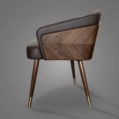 Nordic style solid wood metal leg armchair modern luxury fabric (leather) Bar Cafe family dining chair