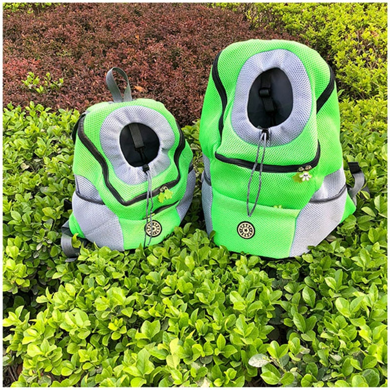 Double Shoulder Portable Travel Backpack Outdoor Pet Dog Carrier Bag Pet Dog Front Bag Mesh Backpack （S--L)