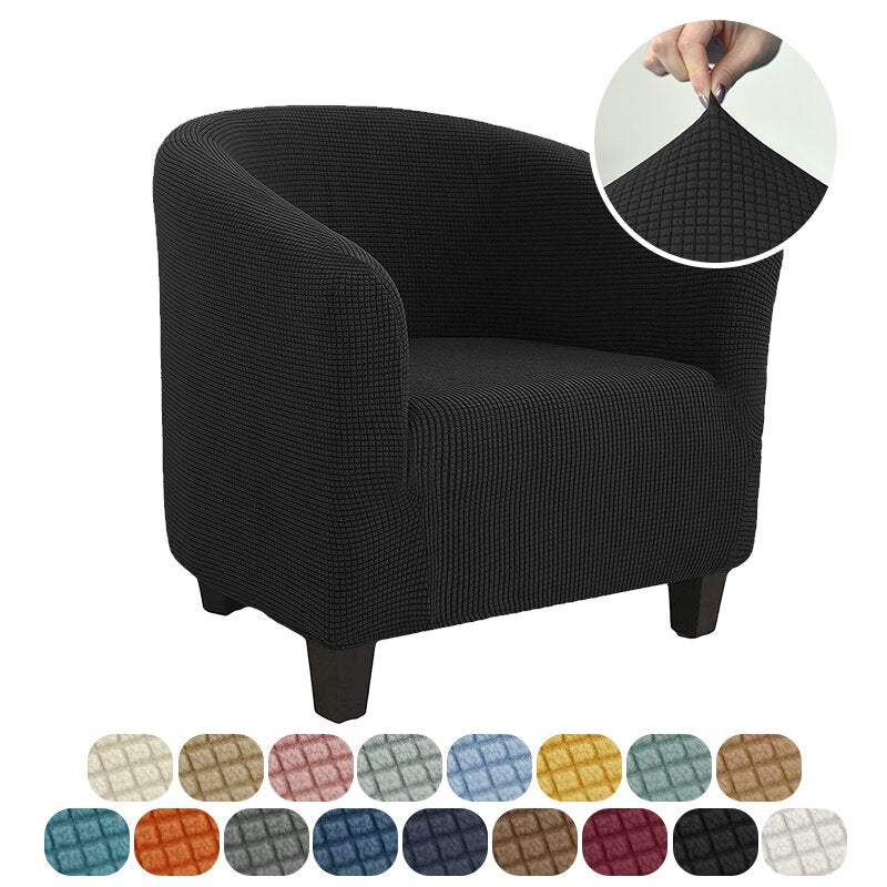 Club Chair Cover Stretch Tub Chair Slipcover Solid Color Sofa Cover Polar Fleece Couch Covers for Study Bar Counter Living Room