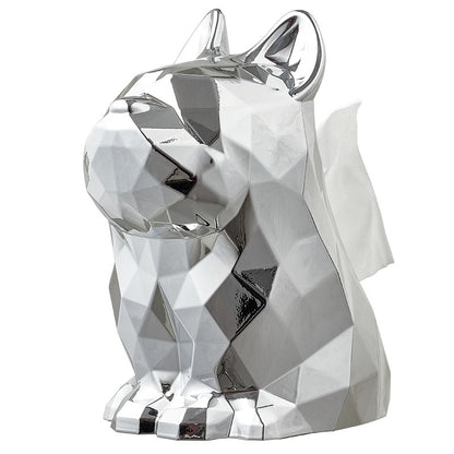 Light Luxury Tissue Boxes Plastic Napkin Holder French Bulldog Sculpture Simple Glasses Holders Home Decorative Desk Organizer