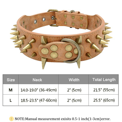 2&quot; Width Spiked Studded Dog Collar for Medium Large Dogs Pitbull German Shepherd PU Leather Pet Collars Cool &amp; Fashion