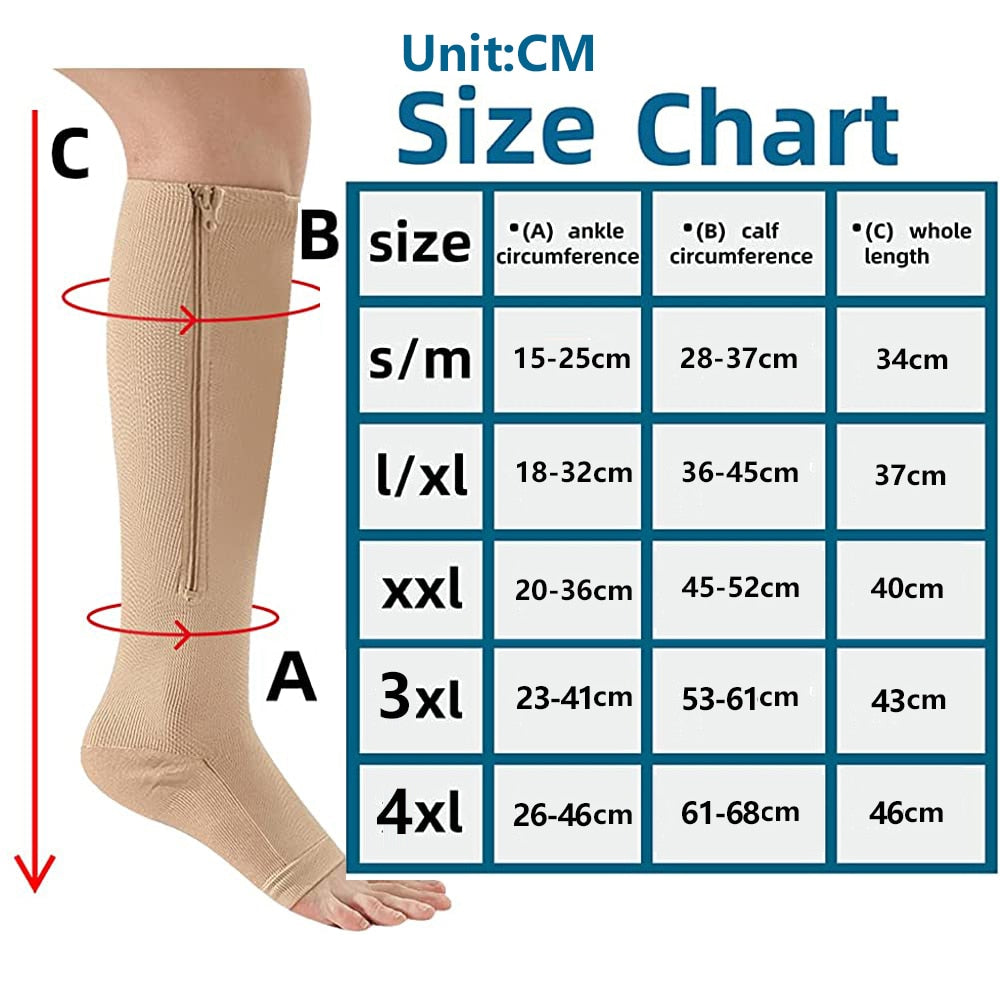 Brothock medical compression stockings sports pressure long cycling socks zipper professional Leg support thick women socks