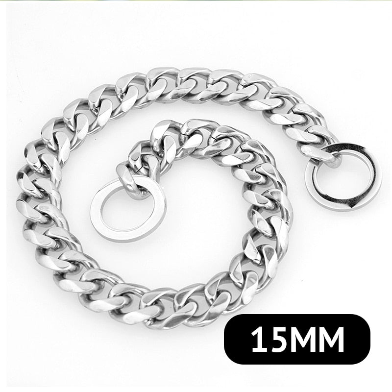 15mm Solid Dog Chain Stainless Steel Necklace Dogs Collar Training Metal Strong P Chain Choker Pet Collars for Pitbulls